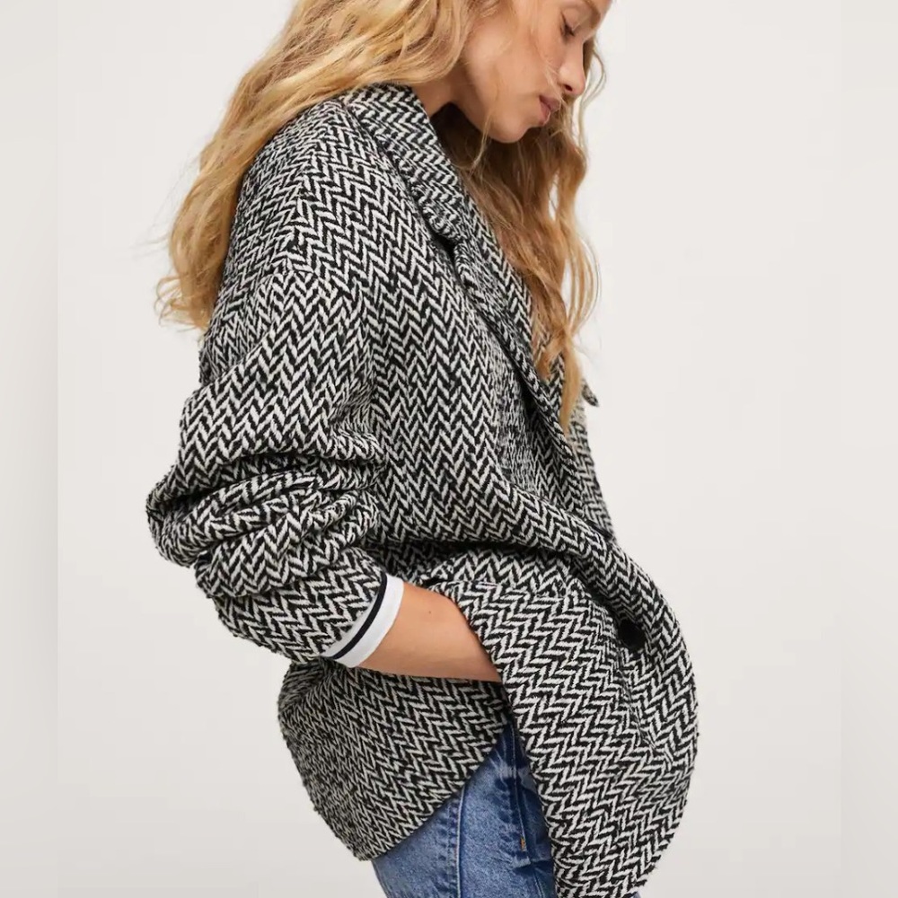 Mango Double Breasted Herringbone Coat View 6